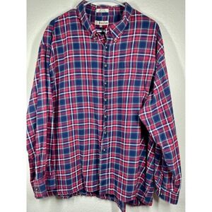 Foxfire Mens 3XB Flannel Shirt Button Up Long Sleeve Plaid Red Blue Cotton